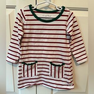 Ruffle Butts Red and White Striped Dress with Green Accents